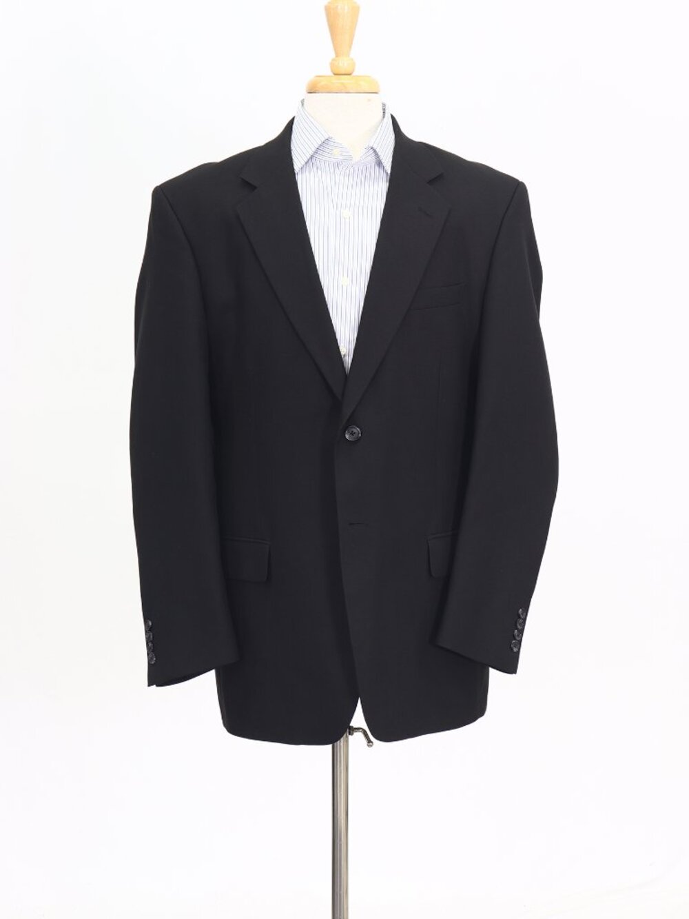 George 42L Black Blazer Sport Coat Jacket 2-Button Solid W993